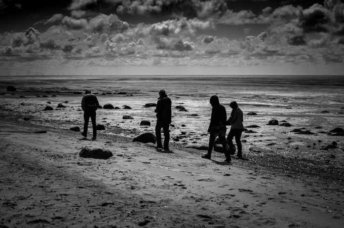 walking on the beach with friends_